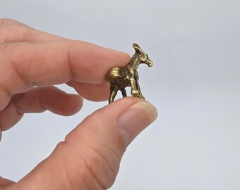 Brass Cargo Donkey Figurine, Vintage Style Miniature Collectible, Hard work Strength Persistence Humility Symbol