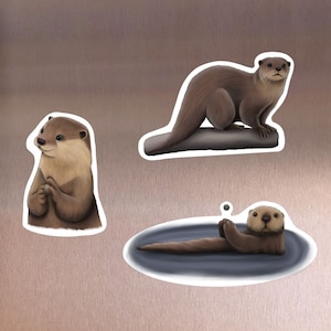 Otter Magnet Set Waterproof Vinyl Animal Magnets for Refrigerator Wildlife Kitchen Decor River Otter Gift for Sea Otter Lover