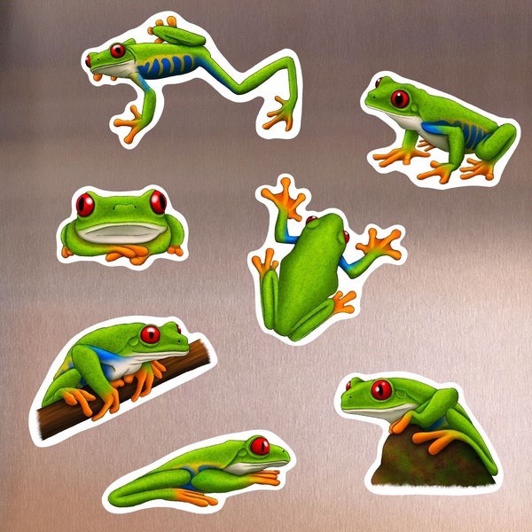 Tree Frog Magnet Set Waterproof Vinyl Animal Magnets for Refrigerator Rainforest Wildlife Kitchen Decor Gift for Frog Lover