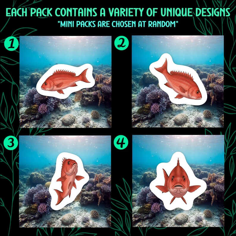 Red Snapper Stickers Vinyl Decals Waterproof Red Fish Gift Ocean ...