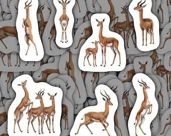Gerenuk Stickers Vinyl Decals Waterproof Wildlife Stationery Gift for Animal Lovers Unique Gerenuk Sticker Pack for Scrapbooking Decor
