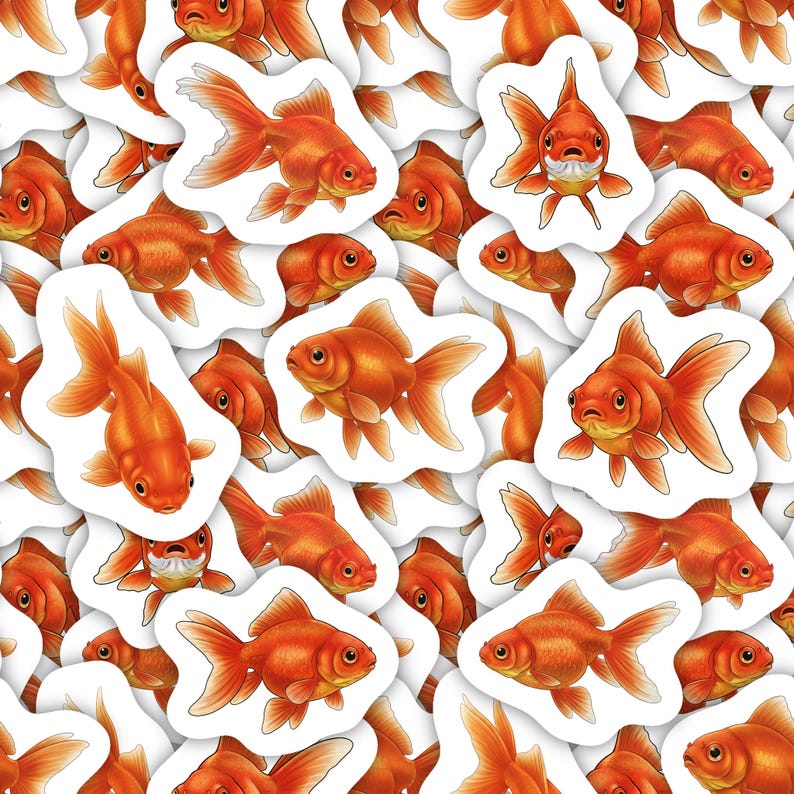 Fat Goldfish Sticker Goldfish Stickers Waterproof Vinyl Decals Aquarium Fish Stationery Gift ...