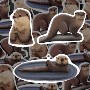 Paquete de pegatinas de nutria, calcomanías de animales de río, calcomanías de vinilo de nutria marina, regalo impermeable para amantes de la naturaleza, entusiastas de la vida silvestre, papelería para botellas