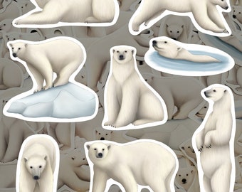 Eisbär Aufkleber Pack Arktis Wildtier Abziehbilder Wasserdichter Vinyl Eisbär Liebhaber Geschenk Tundra Schreibwaren Polar Sticker Set für Wasserflasche