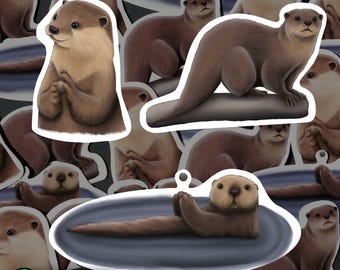 Otter Magnet Set Waterproof Vinyl Animal Magnets for Refrigerator Wildlife Kitchen Decor River Otter Gift for Sea Otter Lover