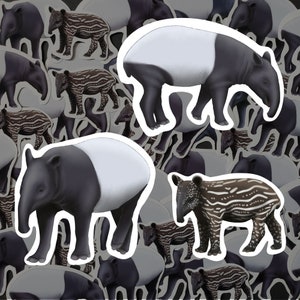Malayan Tapir Sticker Pack Exotic Animal Decals Waterproof Vinyl Tapir Lover Gift For Wildlife Enthusiast Nature Stationery for Water Bottle