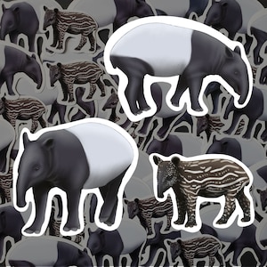 Malaysischer Tapir Aufkleber Exotisches Tier Abziehbild Wasserdichtes Vinyl Tapir Liebhaber Geschenk für Wildtier-Enthusiasten Natur Briefpapier für Wasserflasche
