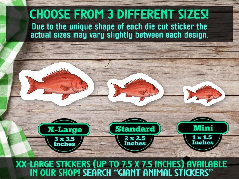 Red Snapper Stickers Vinyl Decals Waterproof Red Fish Gift Ocean ...