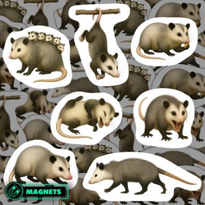 Opossum Magnets Waterproof Vinyl Wildlife Magnetic Animal Kitchen Decor Unique Gift for Nature Enthusiasts Opossum Lover Refrigerator Decor