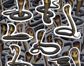 Paquete de pegatinas de cobra real, calcomanías de vinilo impermeables con temática de serpiente, papelería, regalo para amantes de las serpientes, pegatinas para botellas de agua