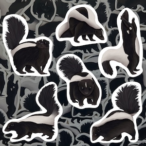 Set di adesivi Skunk, adesivi per animali della foresta, simpatici adesivi in vinile, cancelleria per animali selvatici, adesivi impermeabili per esterni, regalo per gli amanti degli Skunk