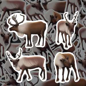Confezione di adesivi di renne, decalcomania in vinile impermeabile, fauna selvatica artica, cancelleria, regalo per gli amanti dell'inverno, set di adesivi per borraccia, laptop, diario
