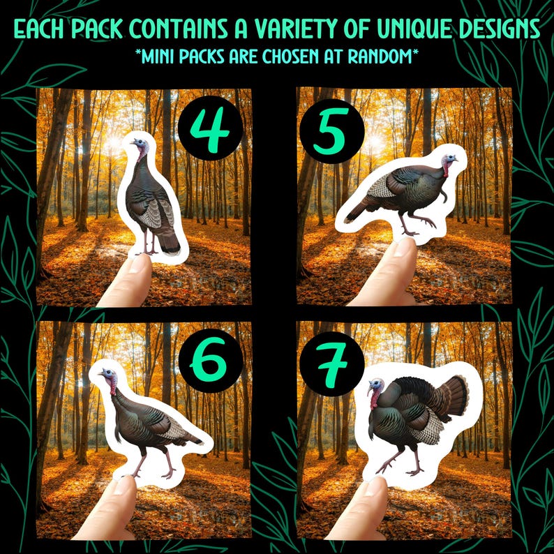 Pattern Sticker Turkey Turkey Stickers Vinyl Decals Waterproof Wildlife Stationery Gift for ...