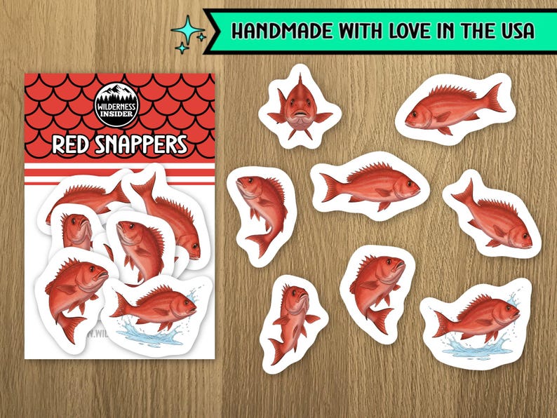 Red Snapper Stickers Vinyl Decals Waterproof Red Fish Gift Ocean ...