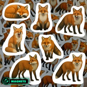 Red Fox Magnets Waterproof Vinyl Woodland Animal Refrigerator Decor for Wildlife Enthusiasts Cottage Fox Lover Gift Magnetic Decor