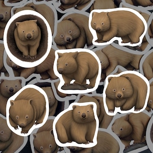 Wombat Sticker Pack Wasserdichter Vinyl Aufkleber Australisches Tier Schreibwaren Geschenk für Wombat-Liebhaber Sticker Set für Wasserflasche Aussie Wildtiere