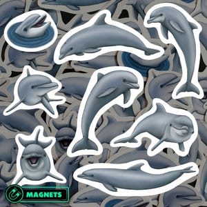 Bottlenose Dolphin Magnet Set Waterproof Marine Mammal Magnets for Refrigerator Ocean Wildlife Decor Gift for Dolphin Lover