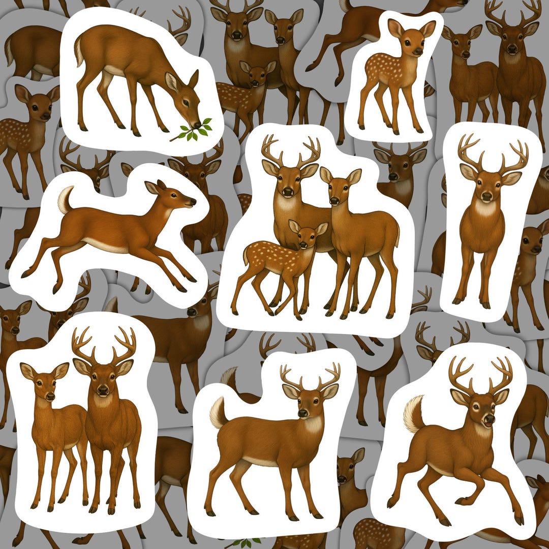 White-tailed Deer Stickers Vinyl Decals Waterproof Wildlife Stationery ...