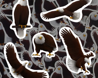 Bald Eagle Sticker Pack Bird Of Prey Decals Waterproof Vinyl American Eagle Lover Gift Patriotic Wildlife Themed Stationery for Birdwatchers