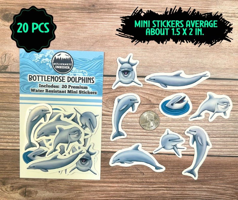 Bottlenose Dolphin Sticker Pack Waterproof Vinyl Decal Marine Life ...