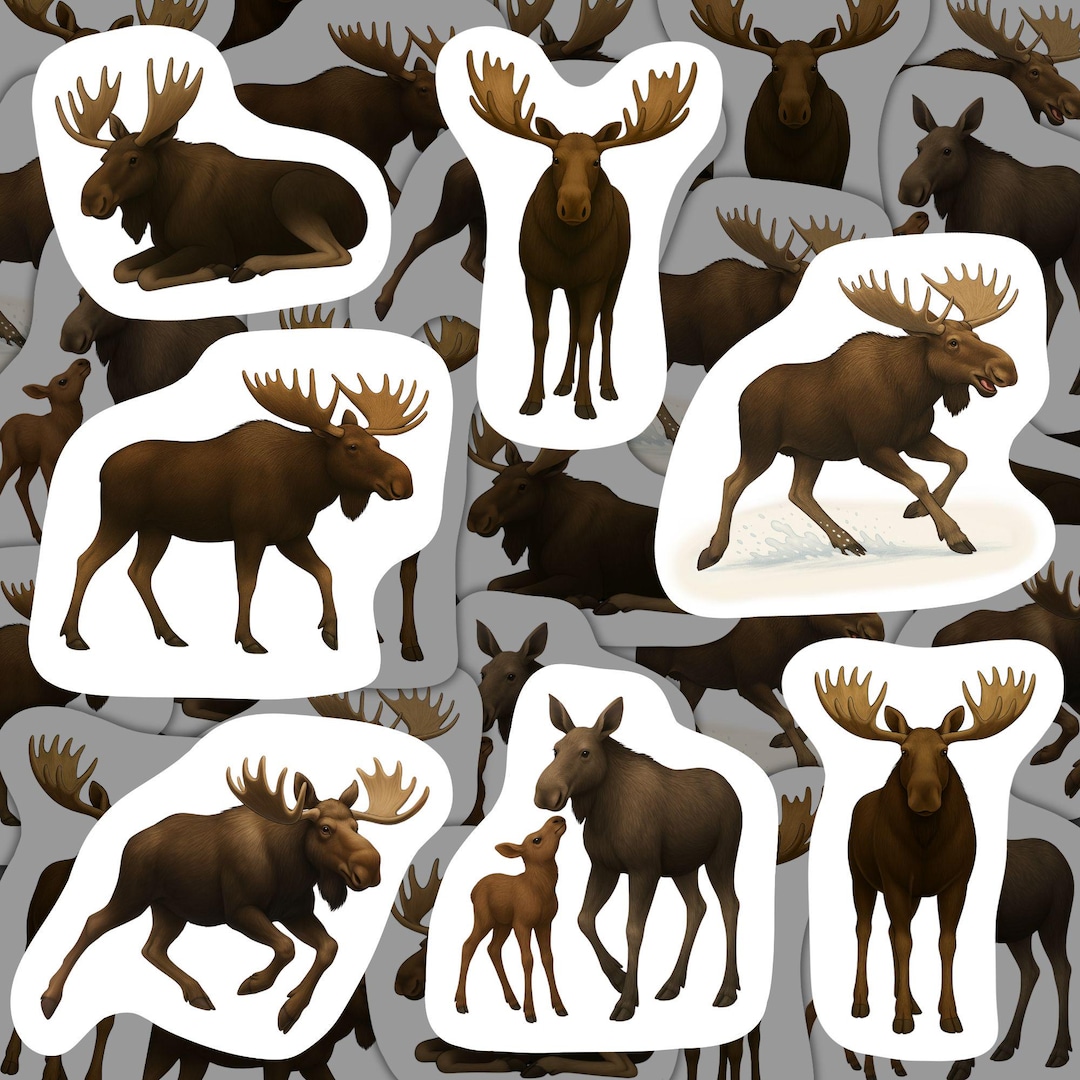 Moose Stickers: Waterproof Vinyl Decals for Laptop, Water Bottle - Etsy
