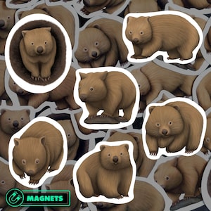 Wombat Magnet Set Waterproof Vinyl Animal Magnets for Refrigerator Australian Wildlife Kitchen Decor Gift for Wombat Lover