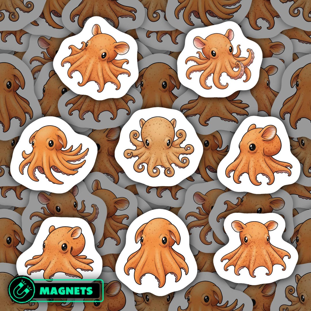 Dumbo Octopus Magnets Waterproof Vinyl Deep Sea Decor Ocean Creature ...