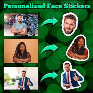 Custom Face Stickers Waterproof Vinyl Portrait Stickers Personalized Photo Sticker Set Customized Personal Brand Stationary Funny Gift
