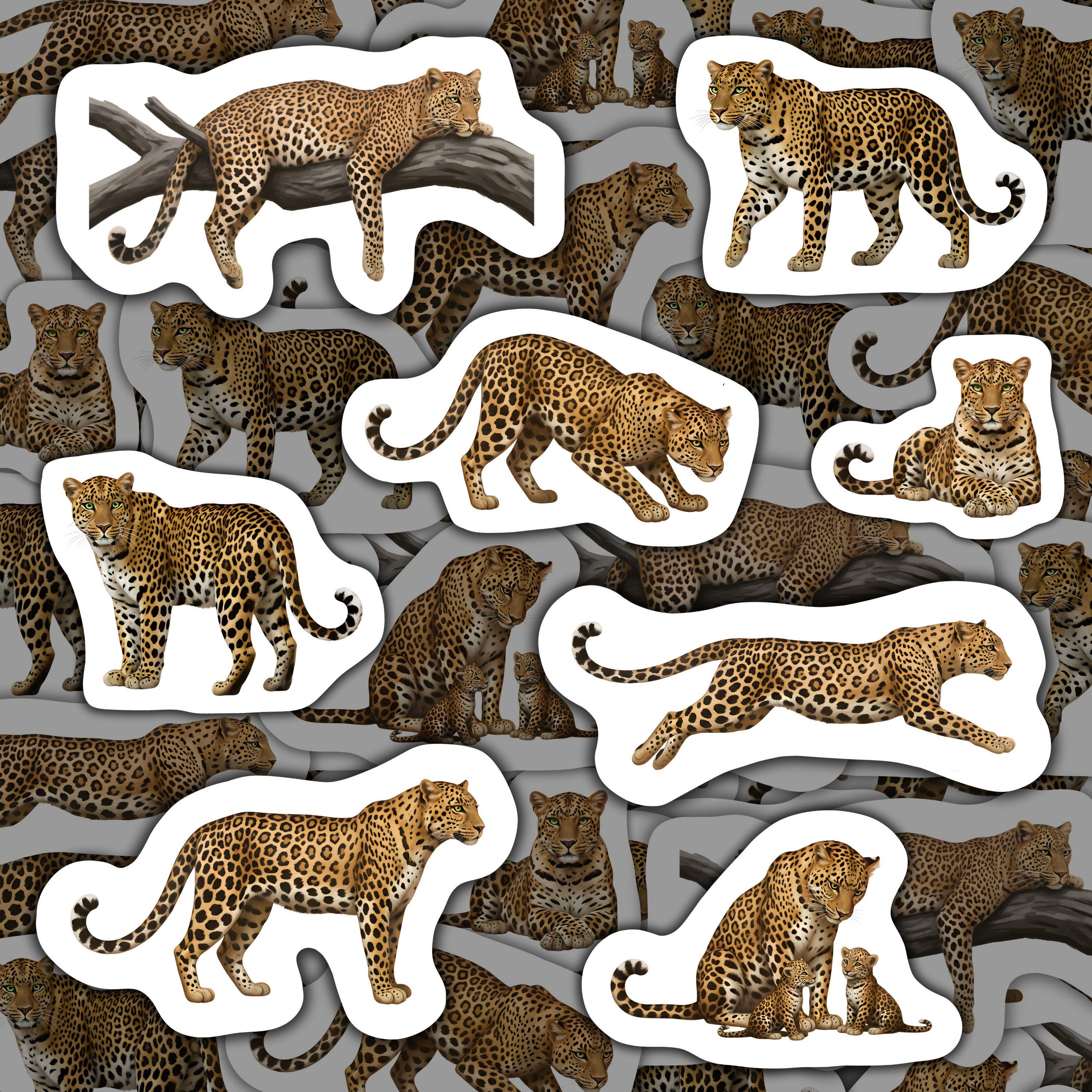 Leopard Stickers Waterproof Vinyl Decals Safari Animal Gift for Big Cat ...