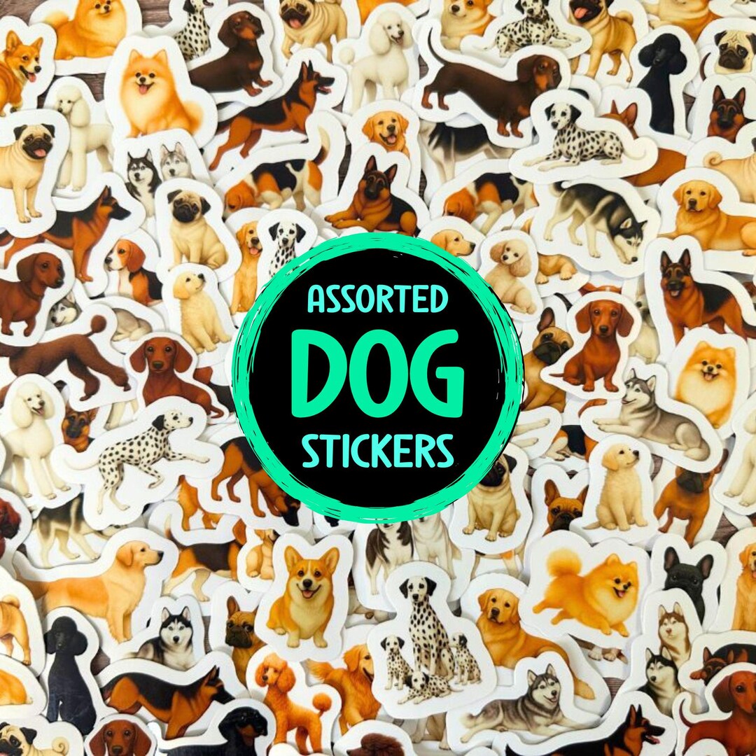 Dog Name Sticker Design Assorted Dog Stickers Pack 70+ Dog Designs Cute Vinyl Stickers ...