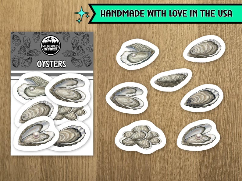 Cartoon Shellfish Sticker Oyster Stickers Waterproof Vinyl Decals Shellfish Gift for Seafood ...