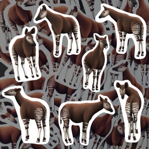 Confezione di adesivi Okapi, adesivi in vinile impermeabili per animali della foresta pluviale, carinissimi articoli di cancelleria Okapi, regalo per amanti della fauna selvatica, set per borraccia, laptop, artigianato