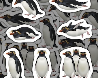 Macaroni Penguin Stickers Vinyl Decals Waterproof Arctic Wildlife Stationery Gift for Penguin Lovers Sticker Pack for Laptops Scrapbooking