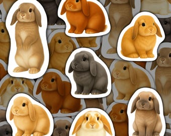 Pegatinas de vinilo de conejo Lop, impermeables, regalo de papelería para amantes de los conejos, decoración para padres de conejos, lindas pegatinas de conejo para botella de agua