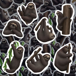 Sloth Sticker Pack Sleepy Sloth Vinyl Decals Waterproof Stickers Jungle Animal Lover Gift For Rainforest Wildlife Lover For Water Bottles