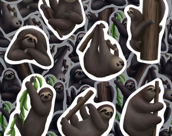 Sloth Sticker Pack Sleepy Sloth Vinyl Decals Waterproof Stickers Jungle Animal Lover Gift For Rainforest Wildlife Lover For Water Bottles