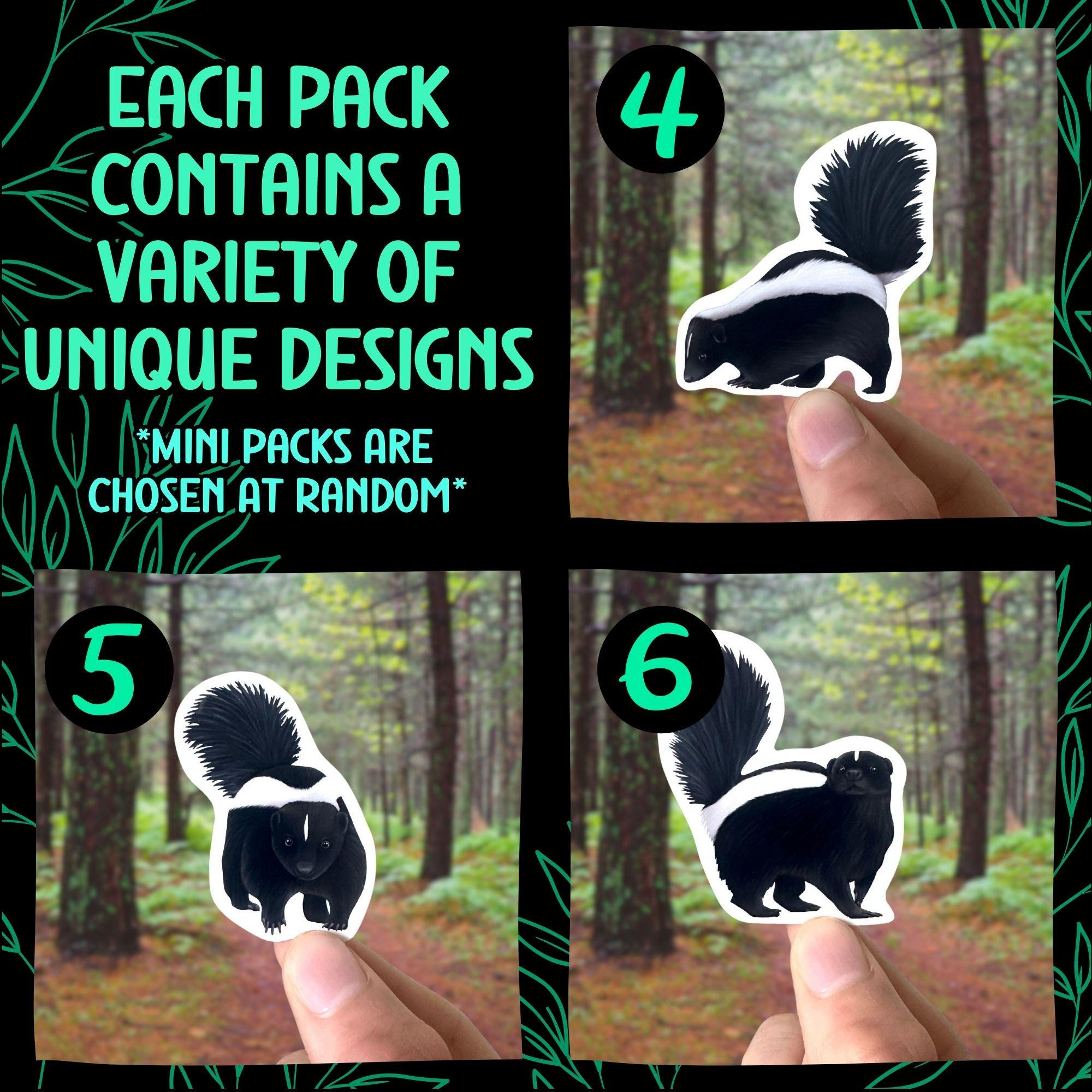 Skunk Sticker Skunk Sticker Set Forest Animal Decals Cute Critter Vinyl Stickers ...