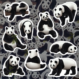 Pack d'autocollants panda géant Stickers ours Espèces en voie de disparition Autocollants en vinyle pour amoureux de la faune