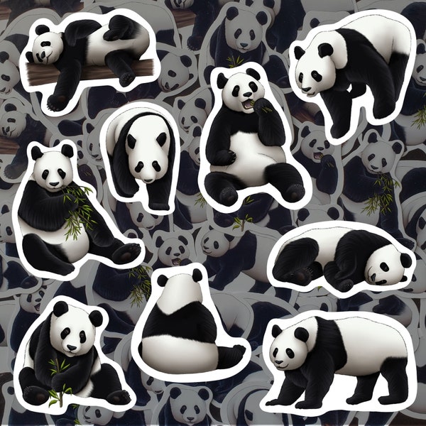 Riesen Panda Aufkleber Bär Abziehbilder Endangered Species Vinyl Aufkleber Wildlife Liebhaber Geschenk für Panda Bär Liebhaber Sticker Set für Wasserflasche