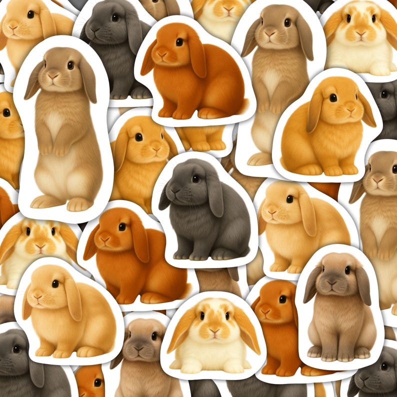 Lop Rabbit Stickers Vinyl Decals Waterproof Stationery Gift for Bunny ...