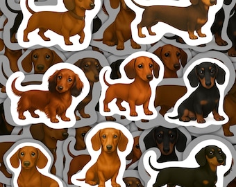 Dachshund Stickers Waterproof Vinyl Decals Wiener Dog Stationery Gift for Dachshund Lovers Scrapbooking Supplies Pet Dog Water Bottle Decor