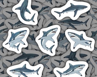 Mako Shark Stickers Waterproof Vinyl Decals Ocean Wildlife Gifts for Shark Lovers Stationery Ocean Predator Pack for Laptop Water Bottle