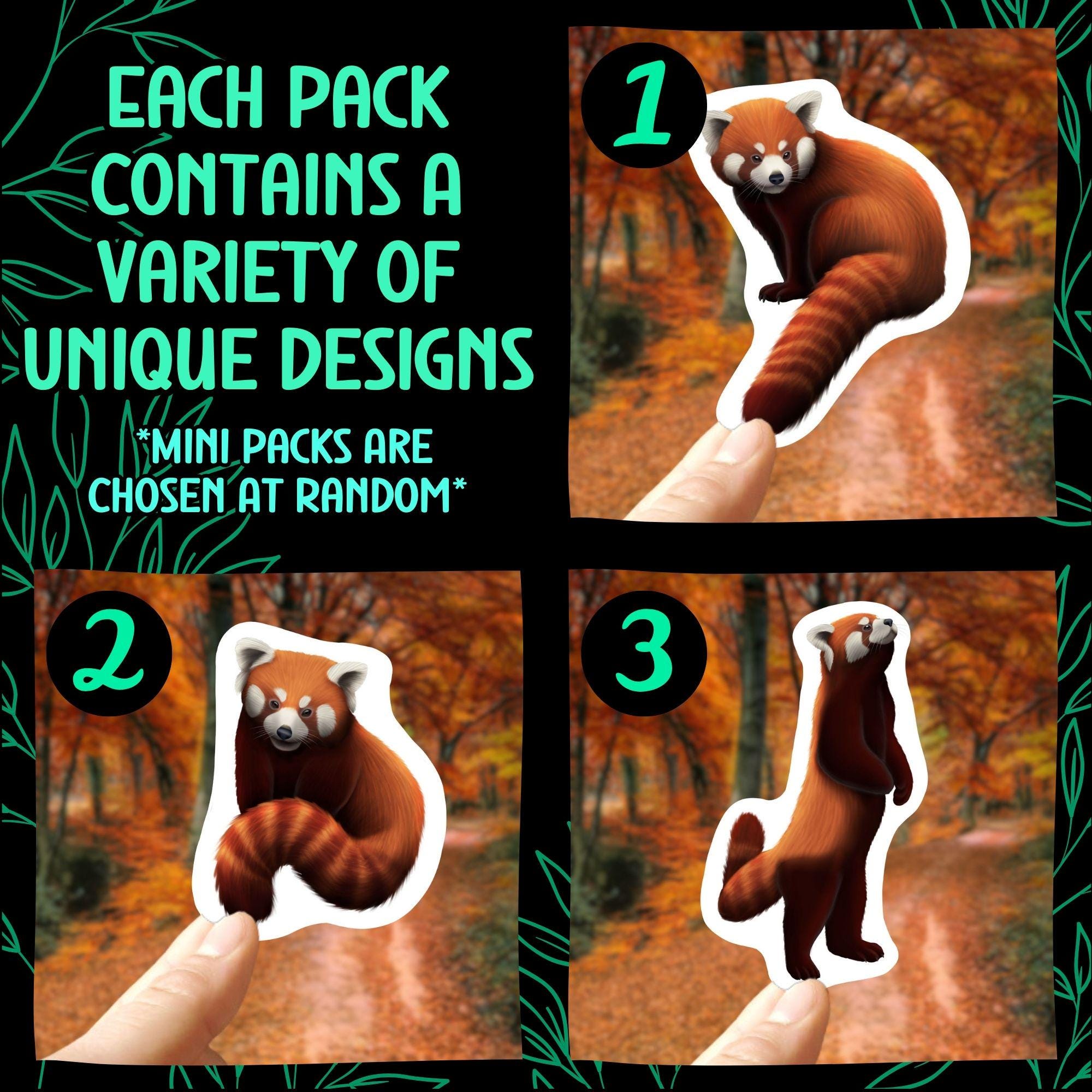Red Panda Sticker Pack Adorable Animal Vinyl Decals Waterproof Stickers ...