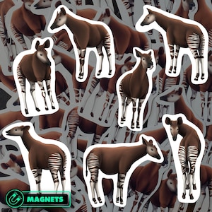 Okapi Magnet Set Waterproof Vinyl Animal Magnets for Refrigerator Wildlife Kitchen Decor Ideal Gift for Okapi and Nature Lovers