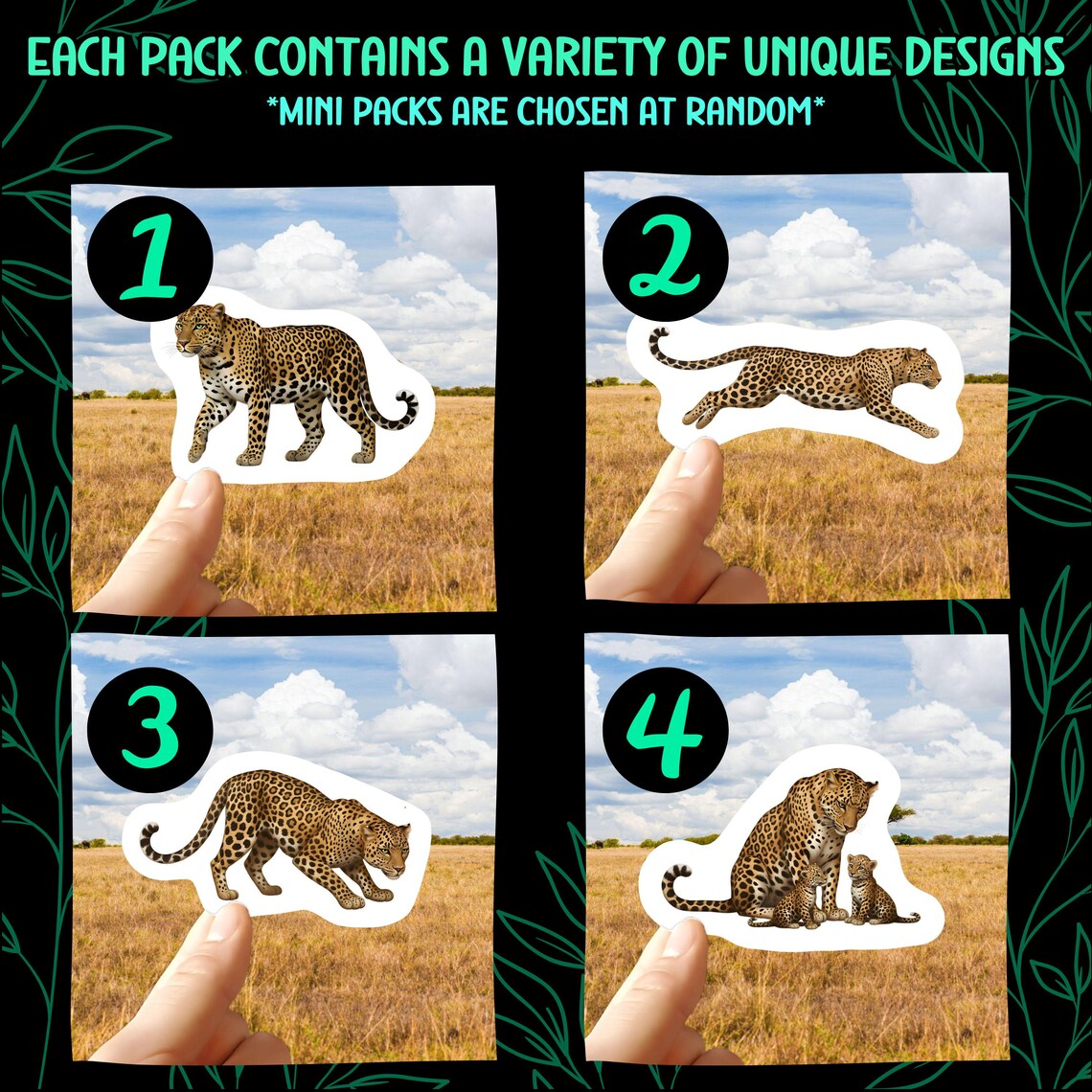 Leopard Stickers Waterproof Vinyl Decals Safari Animal Gift for Big Cat ...