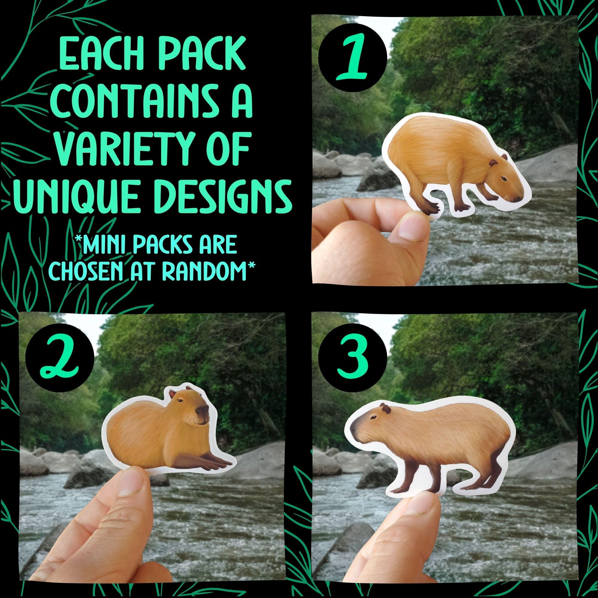 Capybara Sticker Pack South American Rodent Decals Waterproof Vinyl ...