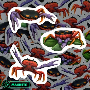 Halloween Crab Magnet Set Waterproof Vinyl Animal Magnets for Refrigerator Coastal Wildlife Kitchen Decor Gift for Crab Lover