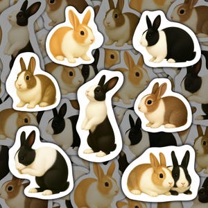 Adesivi in vinile impermeabili a forma di coniglio olandese, cancelleria per coniglietti, regalo per amanti dei conigli, adesivi per coniglietti selvatici, per lavoretti pasquali o per laptop.