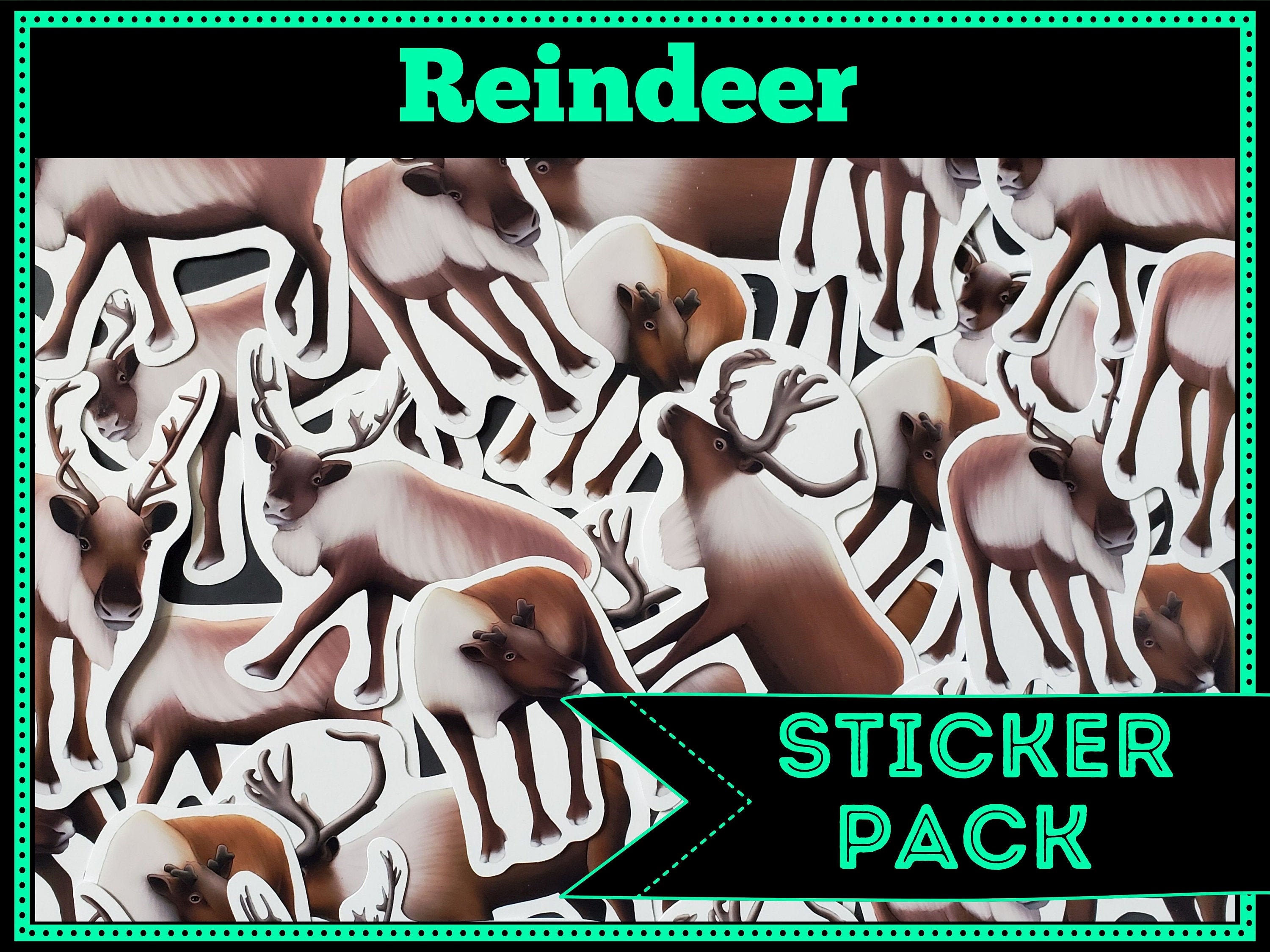 Reindeer Stickers Animal Sticker Pack 4 Pcs Water Proof | Etsy