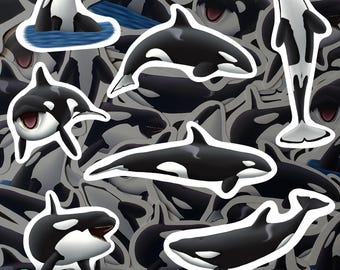 Orca Magnet Set Killer Whale Waterproof Vinyl Magnets for Refrigerator Ocean Wildlife Kitchen Decor Gift for Orca Lover